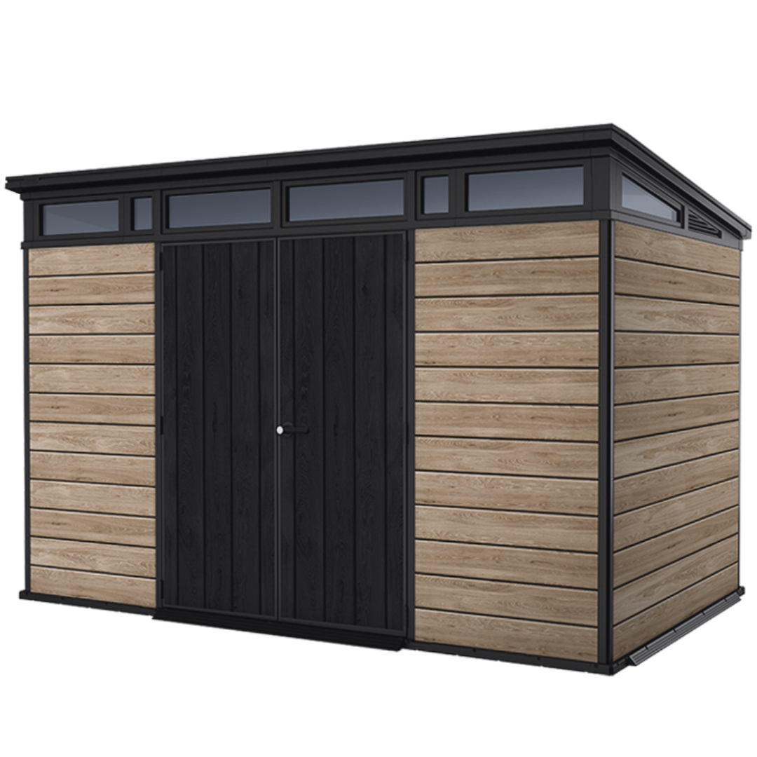 Keter Signature Collection Rectangular Resin Garden Shed 3.4m x 2.1m Ashwood