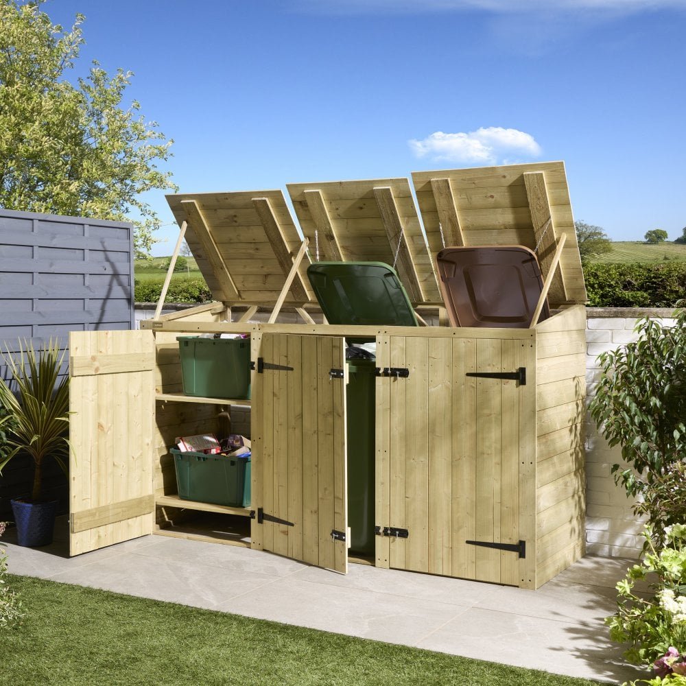Rowlinson Premier Shiplap Double Bin Store 2.2m x 0.8m Natural