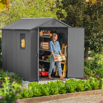 Darwin Rectangular Evotech Composite Garden Shed 1.9m x 2.4m Grey