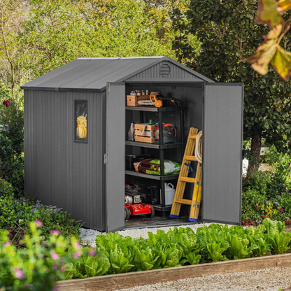 Darwin Rectangular Evotech Composite Garden Shed 1.9m x 2.4m Grey