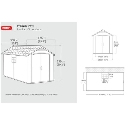 Premier Apex Plastic Shed 2.3m x 3.5m