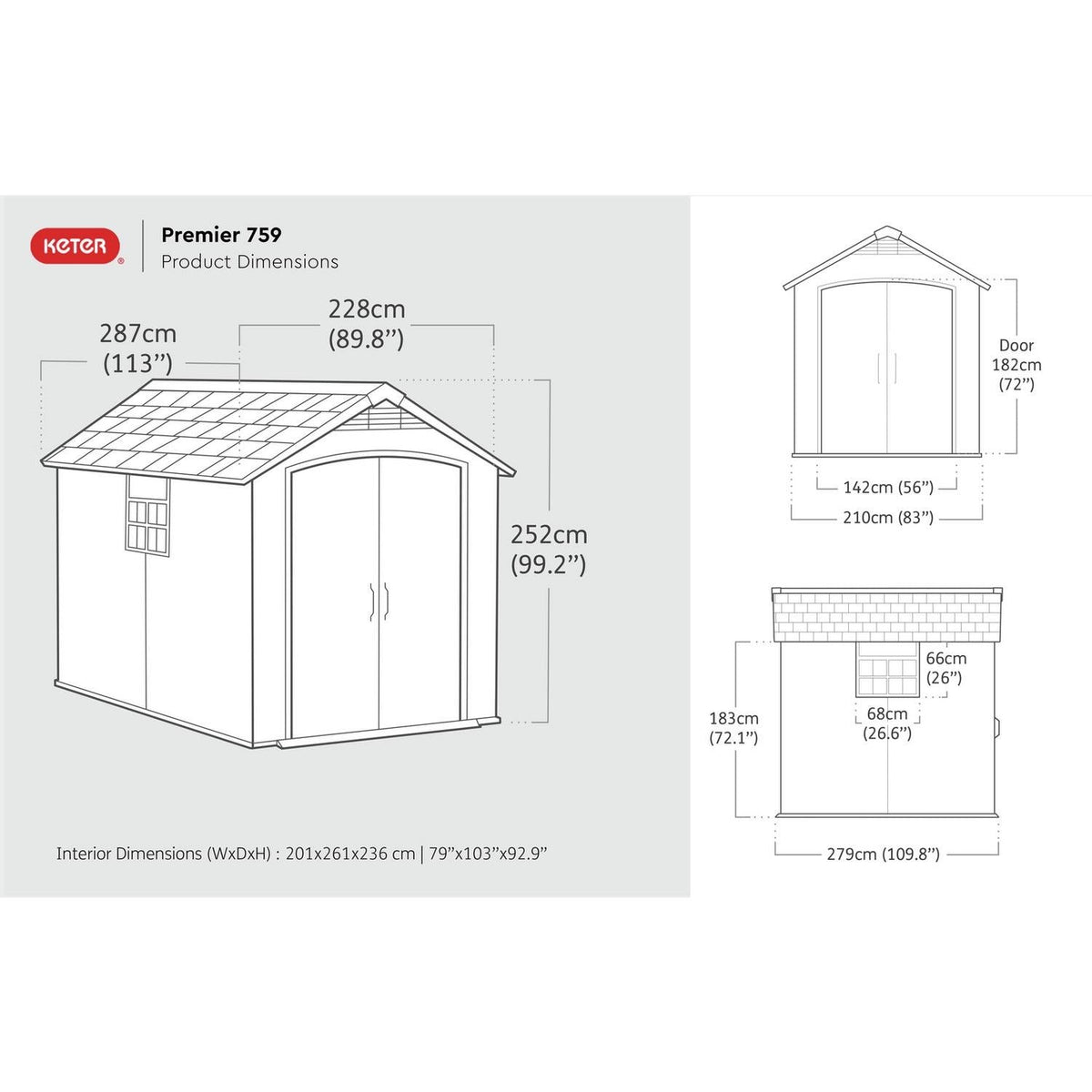 Premier Apex Plastic Shed 2.3m x 2.7m