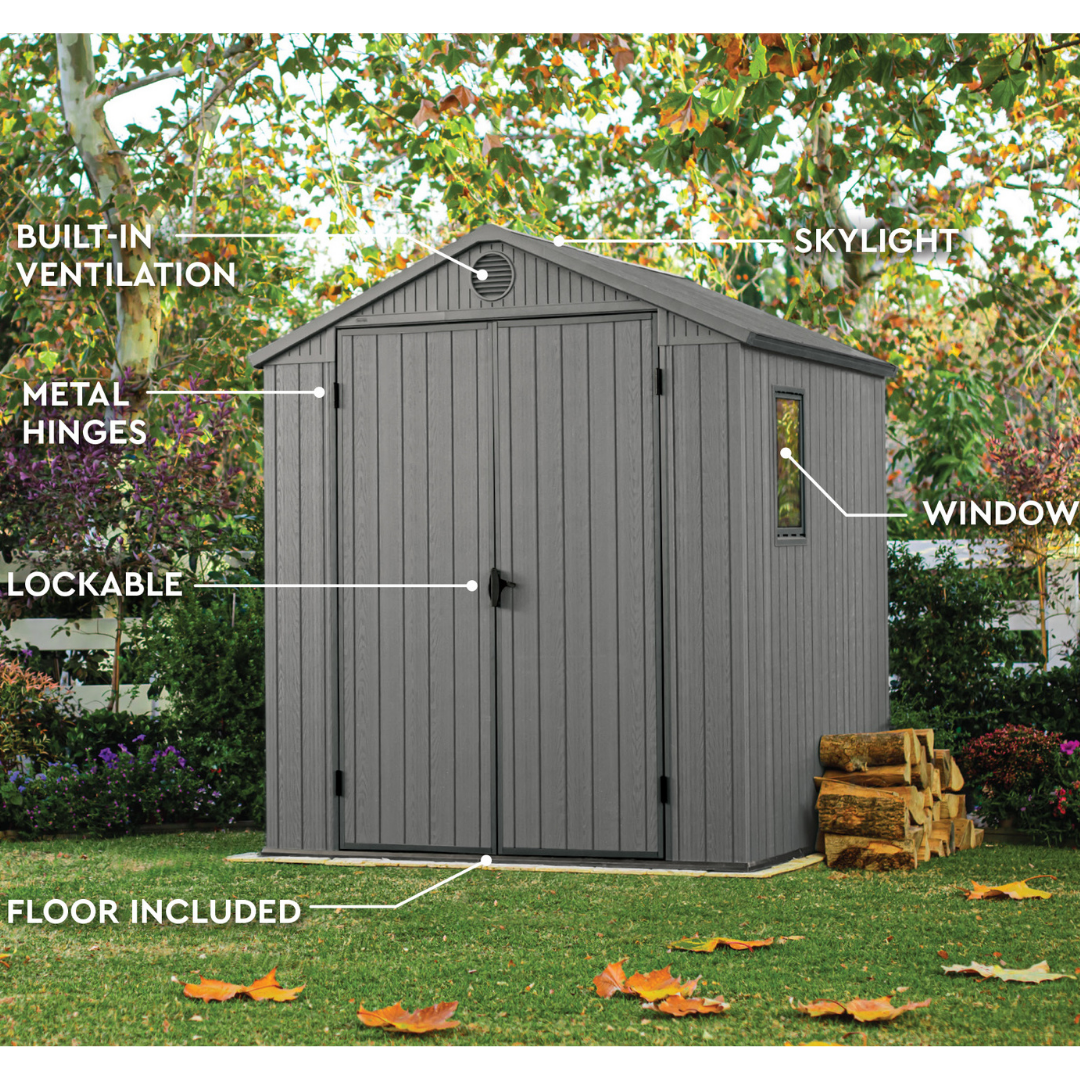 Darwin Square Evotech Composite Garden Shed 1.9m x 1.8m Grey