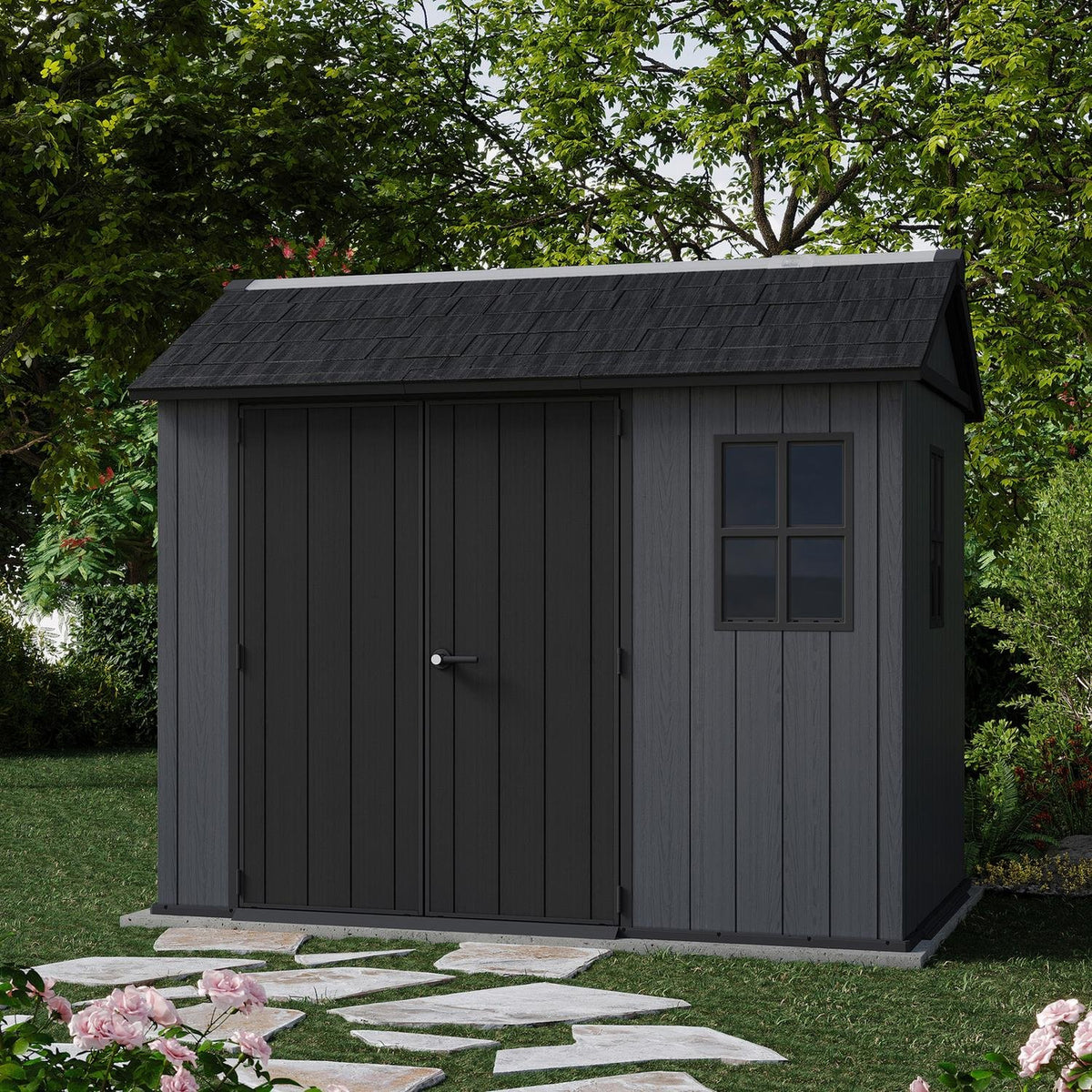 Newton Plus Apex Plastic Shed 2.3m x 2.7m Grey
