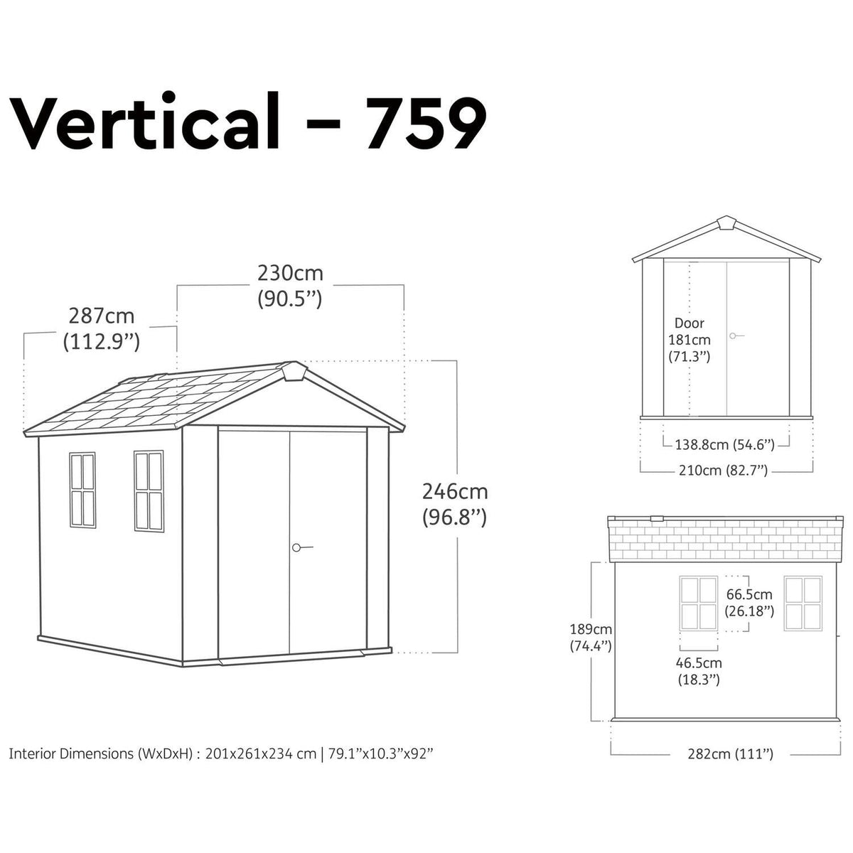 Newton Plus Apex Plastic Shed 2.3m x 2.7m Grey