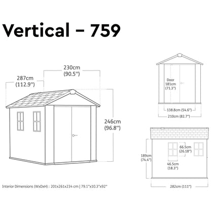 Newton Plus Apex Plastic Shed 2.3m x 2.7m Grey