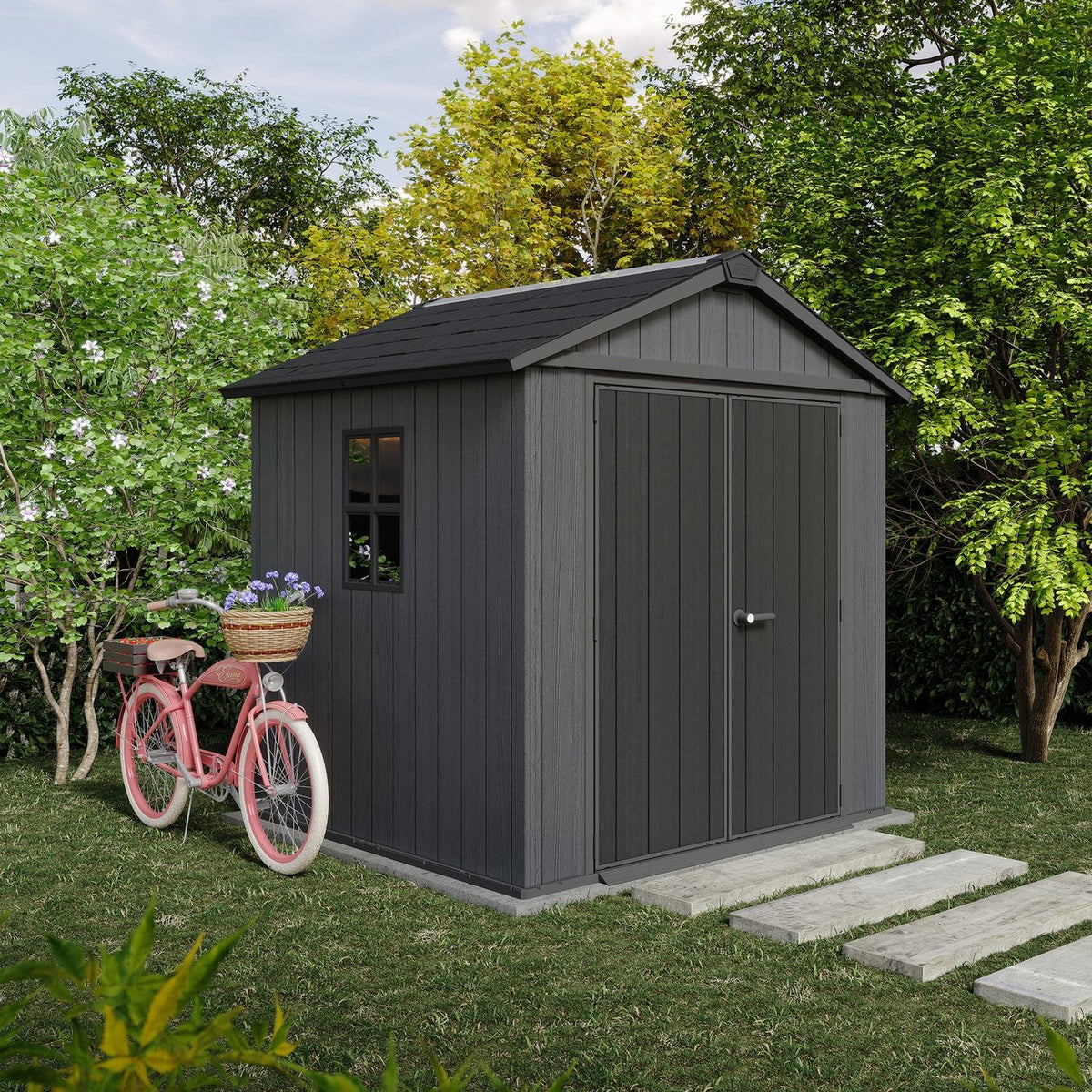 Newton Plus Apex Plastic Shed 2.3m x 2.1m Grey
