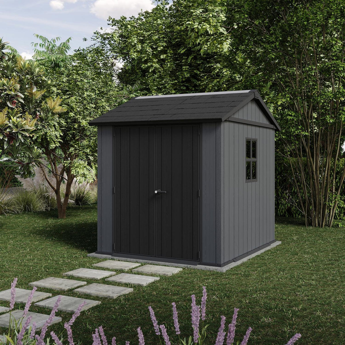 Newton Plus Apex Plastic Shed 2.3m x 2.1m Grey