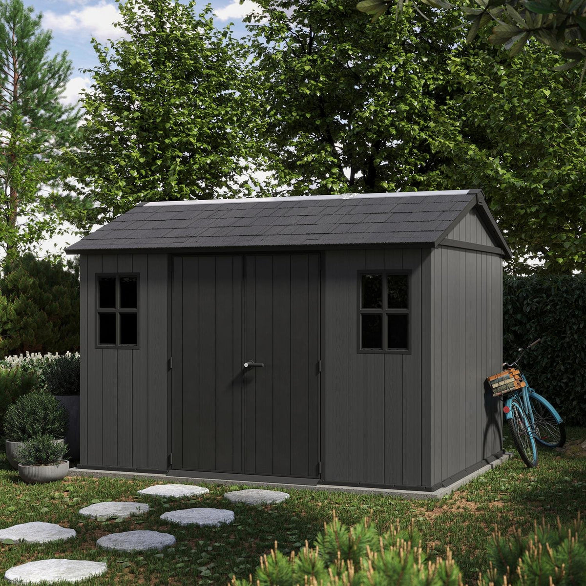 Newton Plus Apex Plastic Shed 2.3m x 3.4m Grey