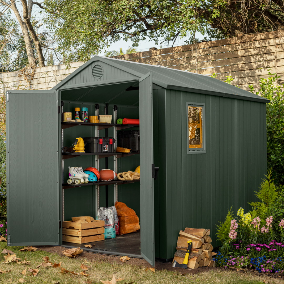Darwin Rectangular Evotech Composite Garden Shed 1.9m x 2.4m Green