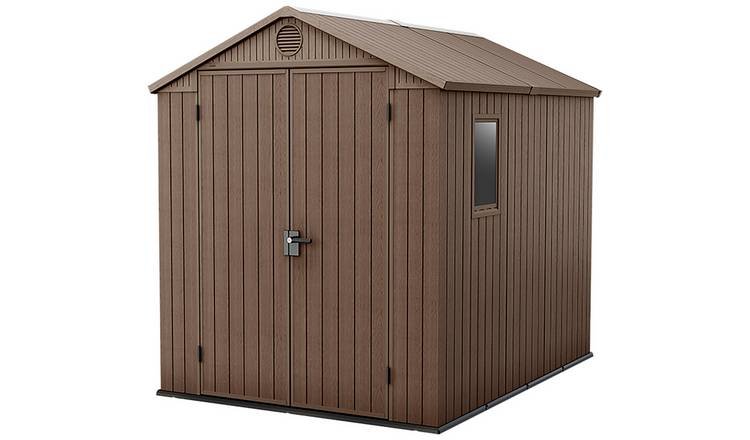 Darwin Apex Plastic Garden Shed 1.8m x 2.4m Brown