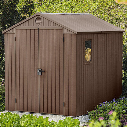 Darwin Apex Plastic Garden Shed 1.8m x 2.4m Brown