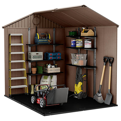 Darwin Apex Plastic Garden Shed 1.8m x 2.4m Brown