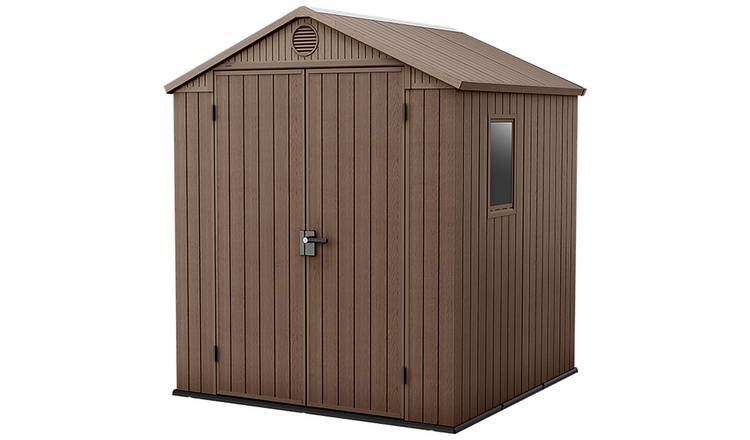 Darwin Apex Plastic Garden Shed 1.8m x 1.8m Brown