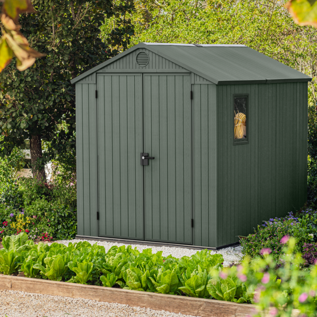 Darwin Rectangular Evotech Composite Garden Shed 1.9m x 2.4m Green