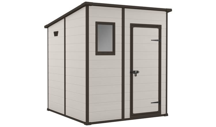 Manor Pent Plastic Garden Shed 1.8m x 1.8m Brown