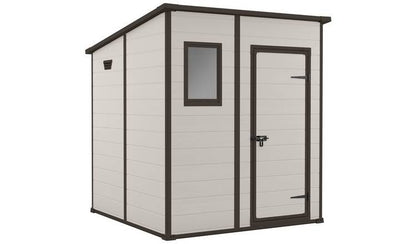 Manor Pent Plastic Garden Shed 1.8m x 1.8m Brown