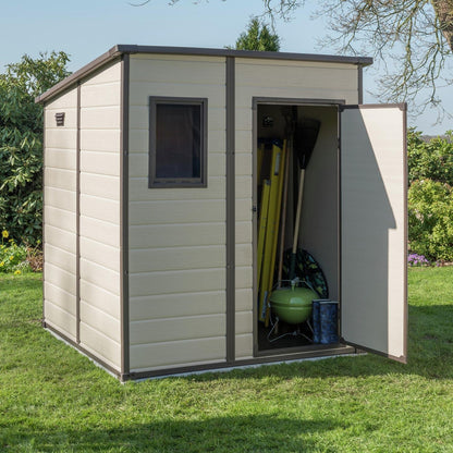 Manor Pent Plastic Garden Shed 1.8m x 1.8m Brown