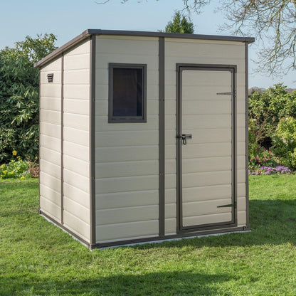 Manor Pent Plastic Garden Shed 1.8m x 1.8m Brown