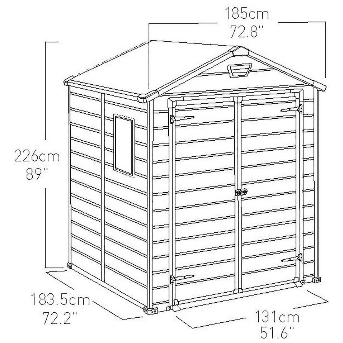 Manor Pent Plastic Garden Shed 1.8m x 1.8m Brown