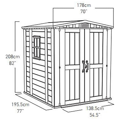 Factor Apex Plastic Garden Shed 1.8m x 1.8m