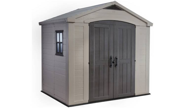 Factor Apex Plastic Garden Shed 2.4m x 1.8m Beige/Brown