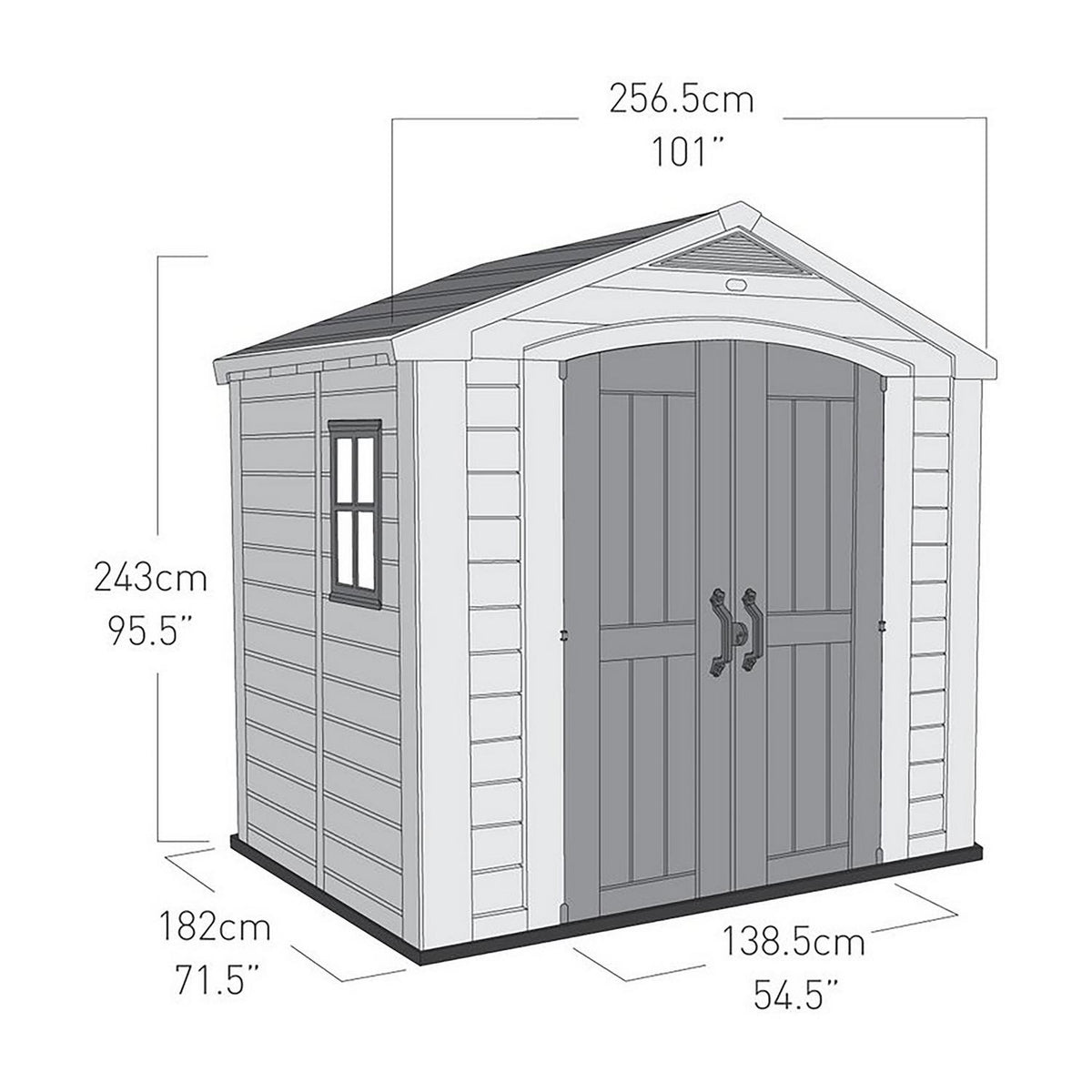 Factor Apex Plastic Garden Shed 2.4m x 1.8m Beige/Brown