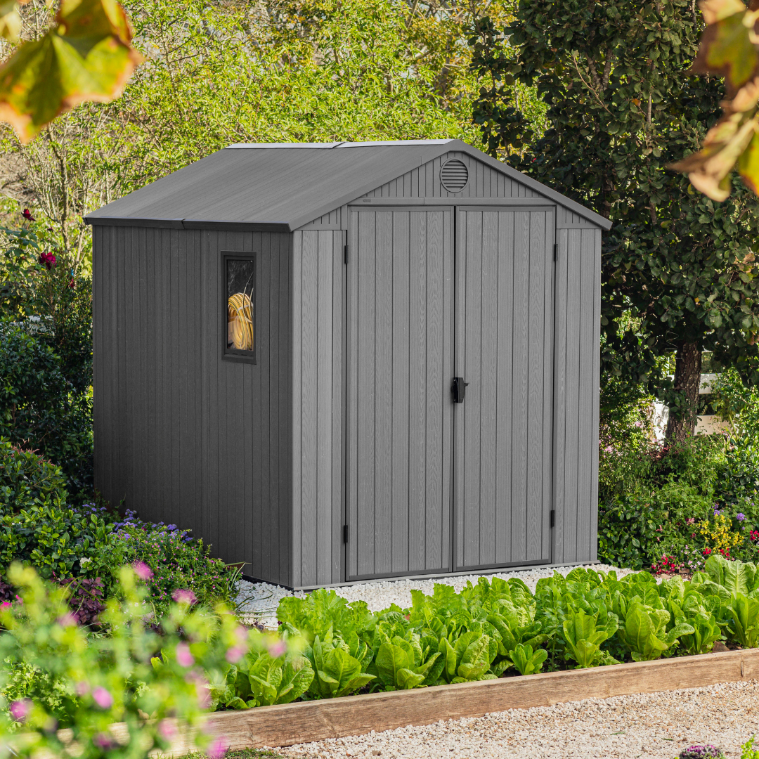 Darwin Rectangular Evotech Composite Garden Shed 1.9m x 2.4m Grey