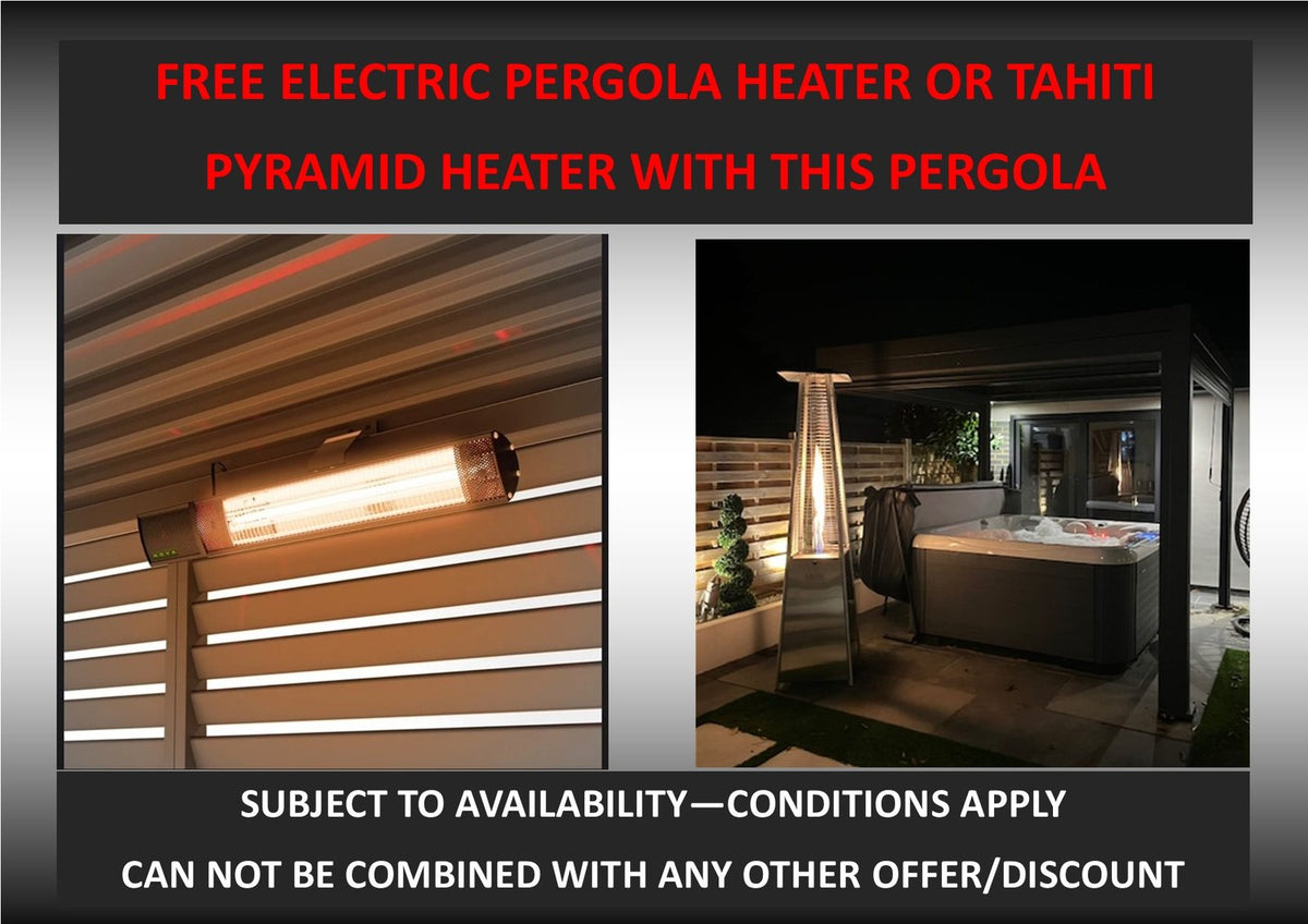 NOVA TITAN Rectangular Aluminium Louvered Pergola 7.2m x 3.6m Grey