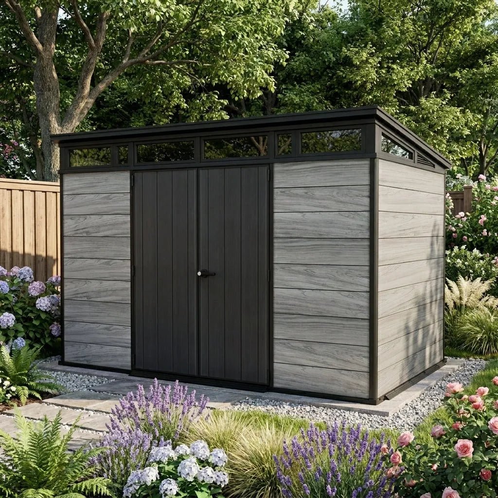 Artisan Pent Plastic Garden Shed 3.4m x 2.1m Grey