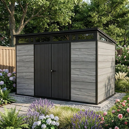 Artisan Pent Plastic Garden Shed 3.4m x 2.1m Grey
