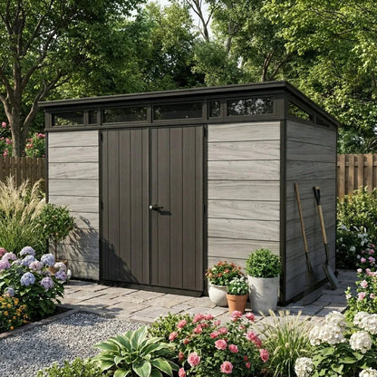 Artisan Pent Plastic Garden Shed 3.4m x 2.1m Grey