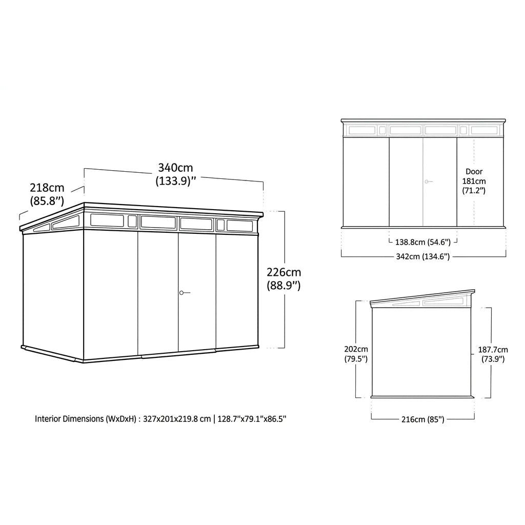 Artisan Pent Plastic Garden Shed 3.4m x 2.1m Grey