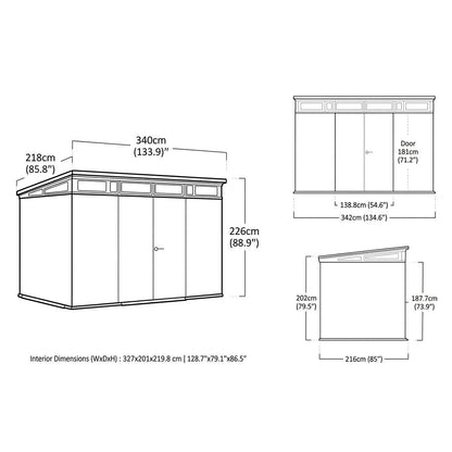 Artisan Pent Plastic Garden Shed 3.4m x 2.1m Grey