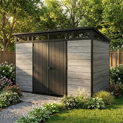 Keter Cortina Plastic Pent Shed 3.4m x 2.1m Dark Grey