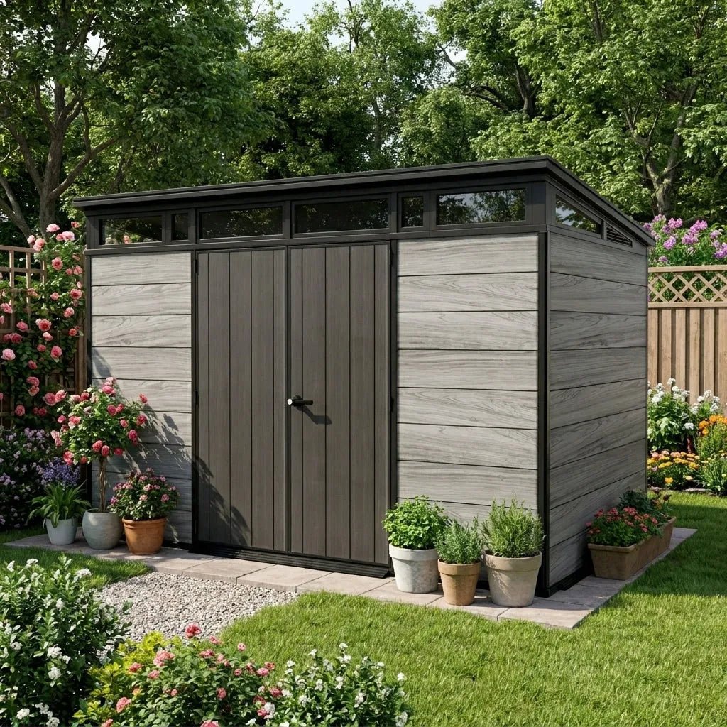 Keter Cortina Plastic Pent Shed 3.4m x 2.1m Dark Grey