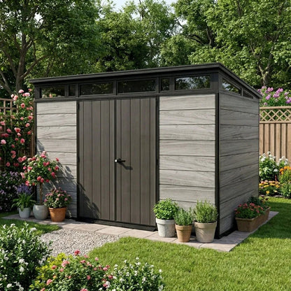 Keter Cortina Plastic Pent Shed 3.4m x 2.1m Dark Grey