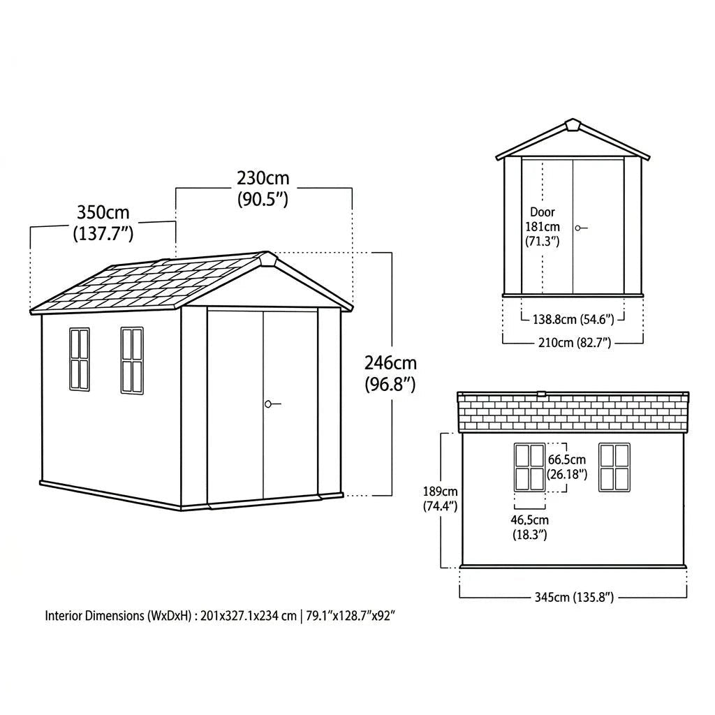 Newton Plus Side Entry Plastic Shed 3.4m x 2.3m Graphite