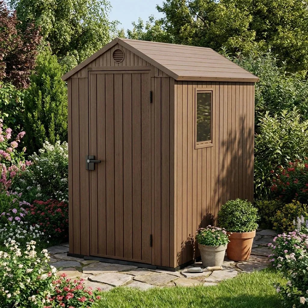 Keter Darwin Plastic Garden Shed 1.2m x 1.8m Brown