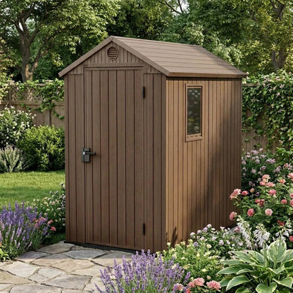 Keter Darwin Plastic Garden Shed 1.2m x 1.8m Brown