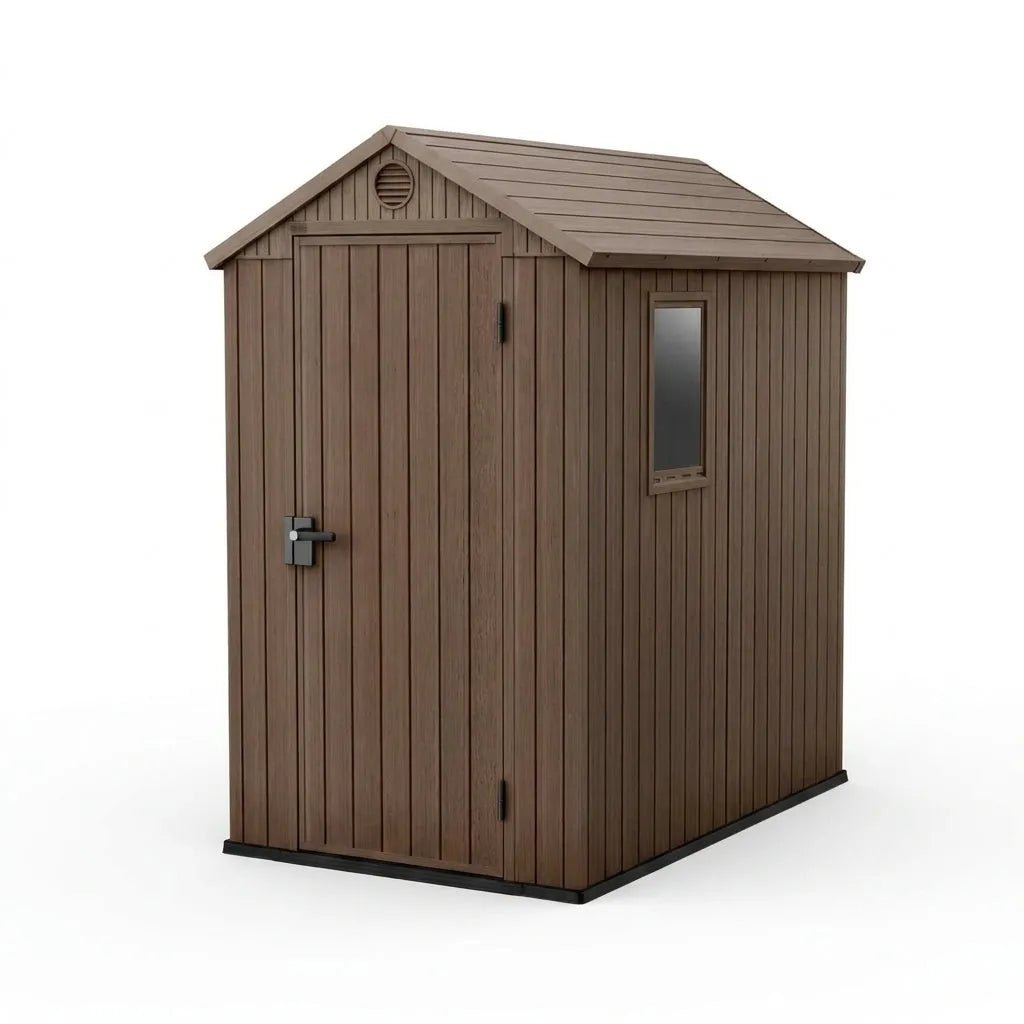 Keter Darwin Plastic Garden Shed 1.2m x 1.8m Brown