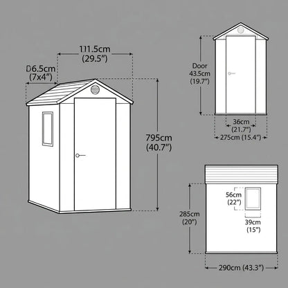 Keter Darwin Plastic Garden Shed 1.2m x 1.8m Brown
