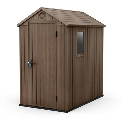 Keter Darwin Plastic Garden Shed 1.2m x 1.8m Brown