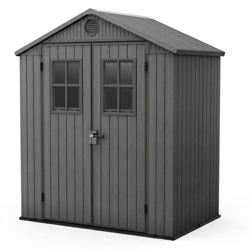 Keter Darwin Apex Plastic Garden Shed 1.2m x 1.8m Grey