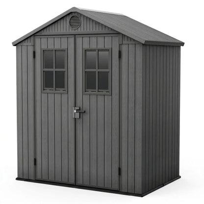 Keter Darwin Apex Plastic Garden Shed 1.2m x 1.8m Grey