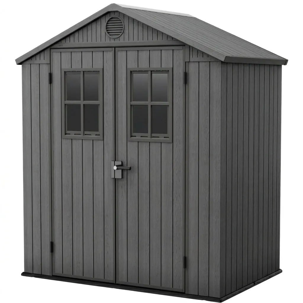 Keter Darwin Apex Plastic Garden Shed 1.2m x 1.8m Grey