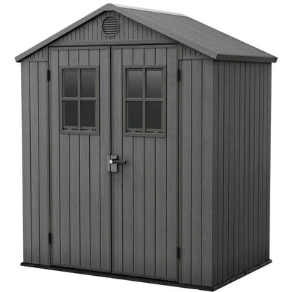 Keter Darwin Apex Plastic Garden Shed 1.2m x 1.8m Grey