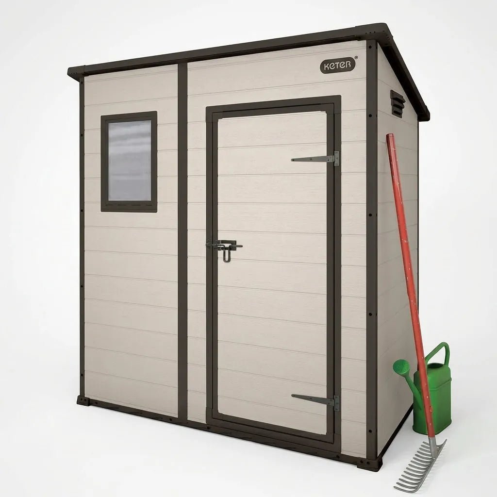 Manor Pent Plastic Garden Shed 1.8m x 1.2m Beige