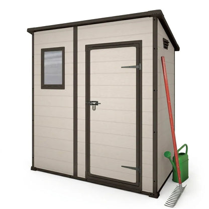 Manor Pent Plastic Garden Shed 1.8m x 1.2m Beige