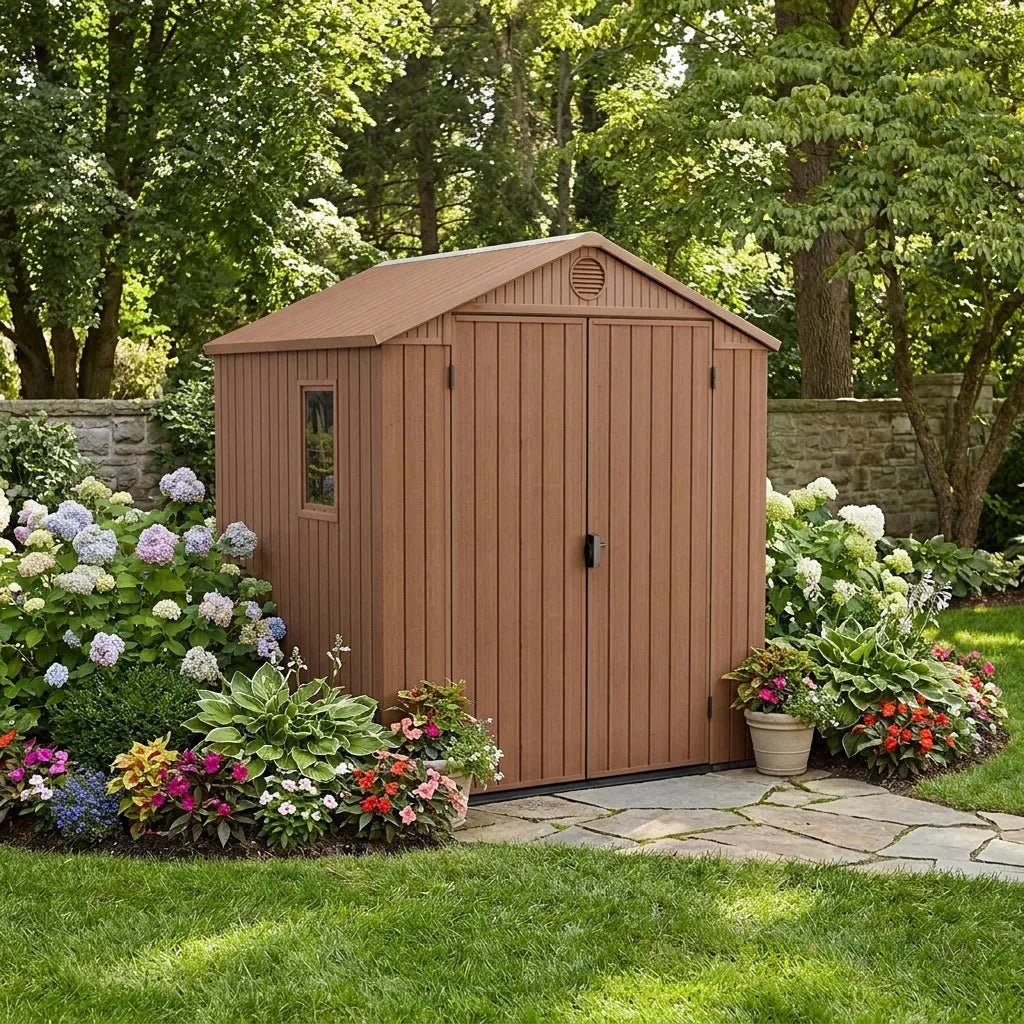 Keter Darwin Apex Plastic Garden Shed 1.8m x 1.8m Brown